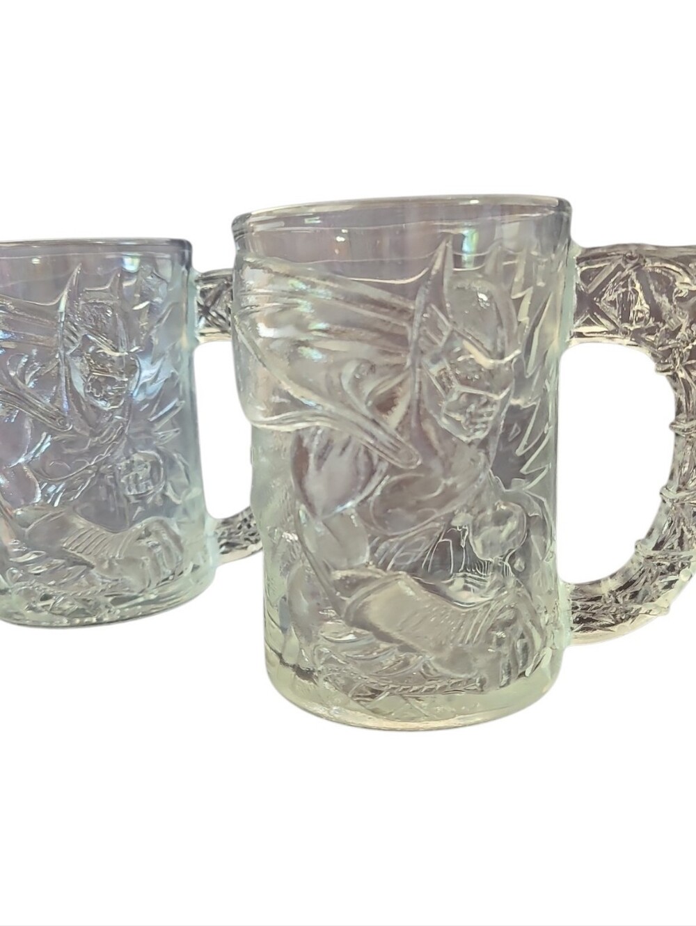 Vintage  1995 McDonalds Batman Forever  Clear Glass Mugs Set Of 2